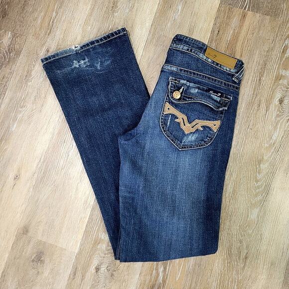 SEVEN7 Premium Denim Distressed Flare Leg Jeans 30 - Picture 1 of 10